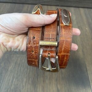 Brighton Brown Leather Made In USA VTG 90's Women's Belt Western Cowgirl M 30